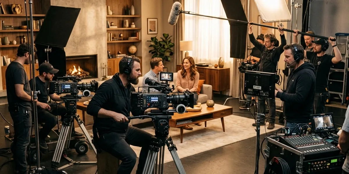 Video Production Services Dubai Professional video production team filming commercial content in Dubai studio